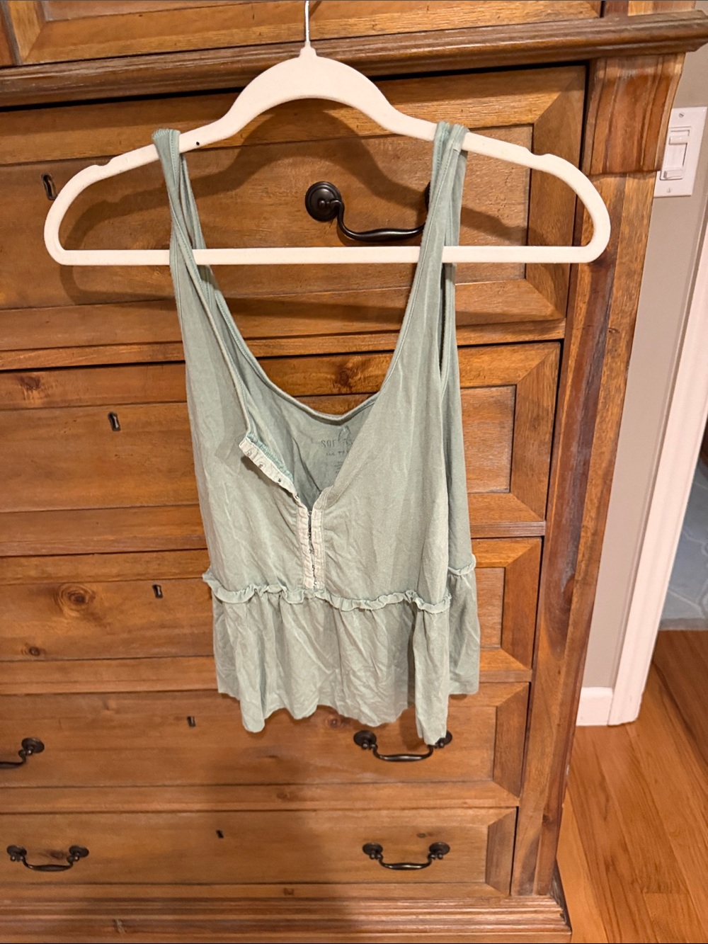 American Eagle Outfitters Sage Green Ruffled Hem Camisole